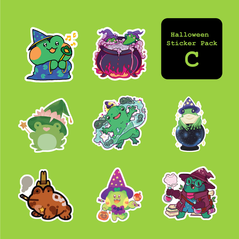 Frog Cult Halloween stickers - pack C